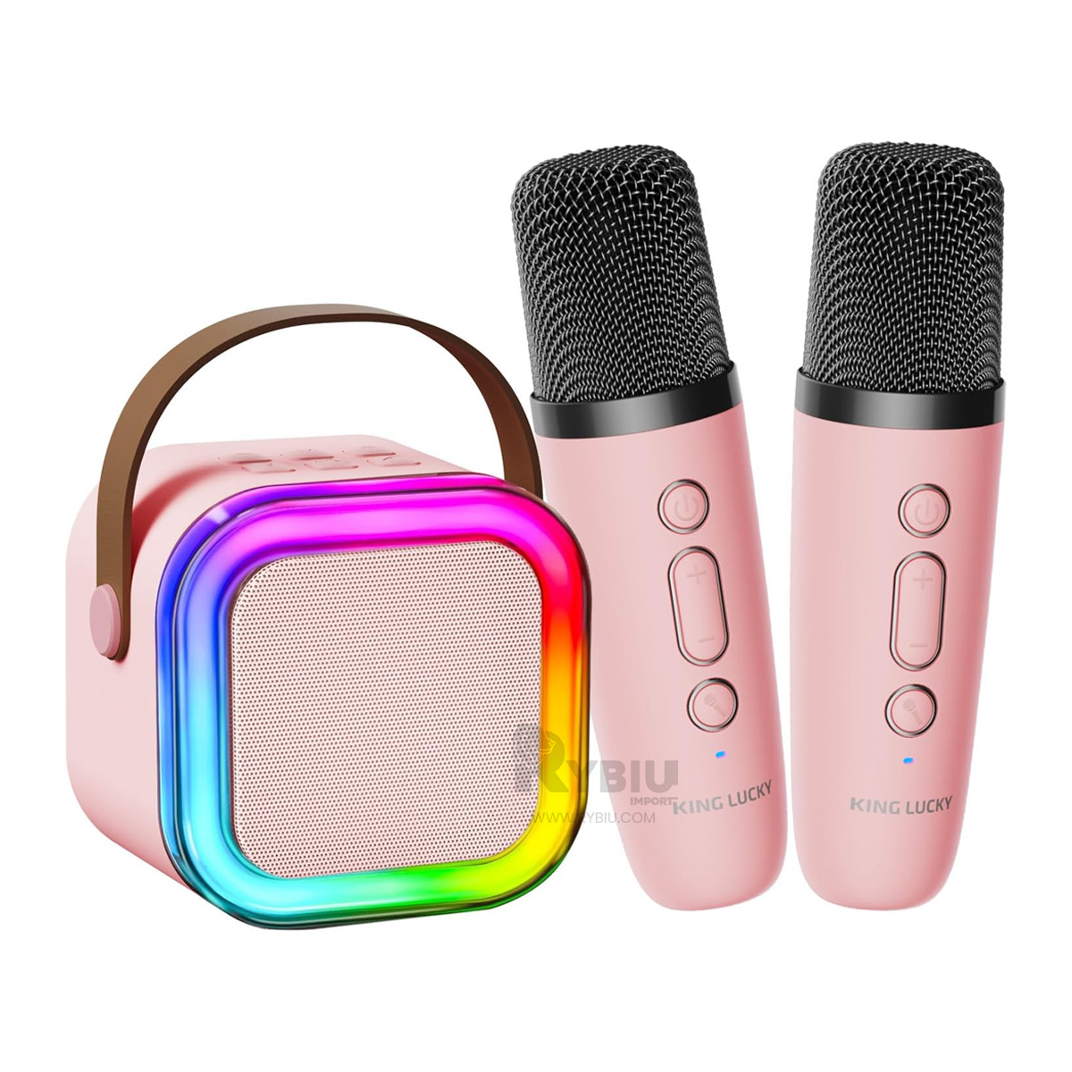 PARLANTE RYBIU K12 MINI ALTAVOZ MICROFONO ROSADO + REGALO LIGAS PEINAR - 3