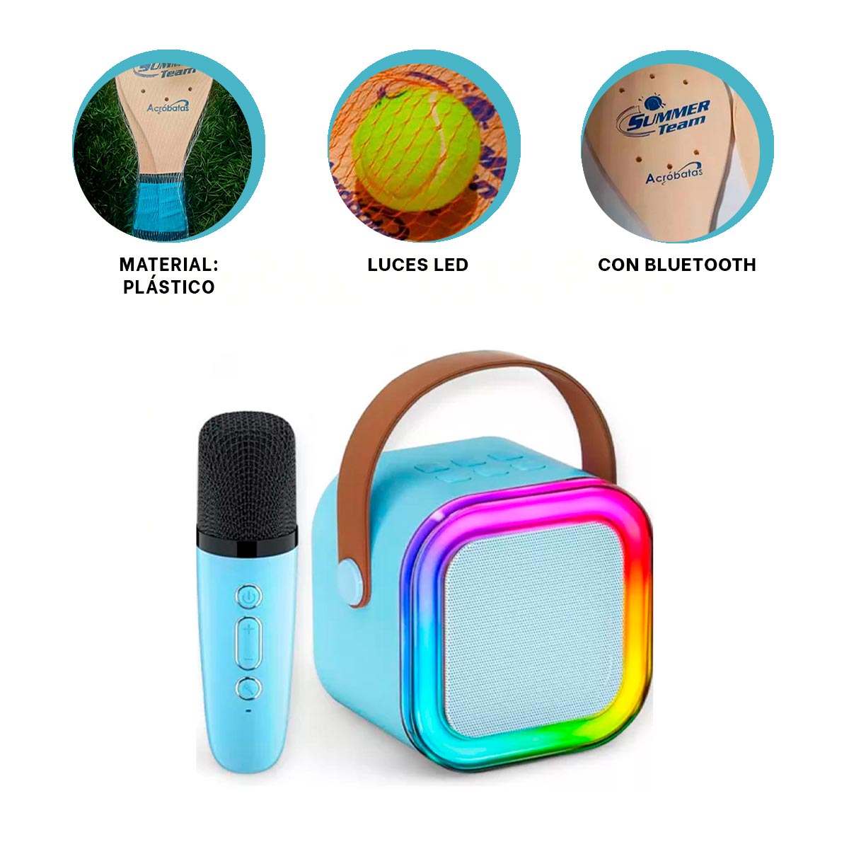PARLANTE BLUETOOTH RYBIU K12 MINI VERSATIL COLOR CELESTE + REGALO AGENDITA - 3