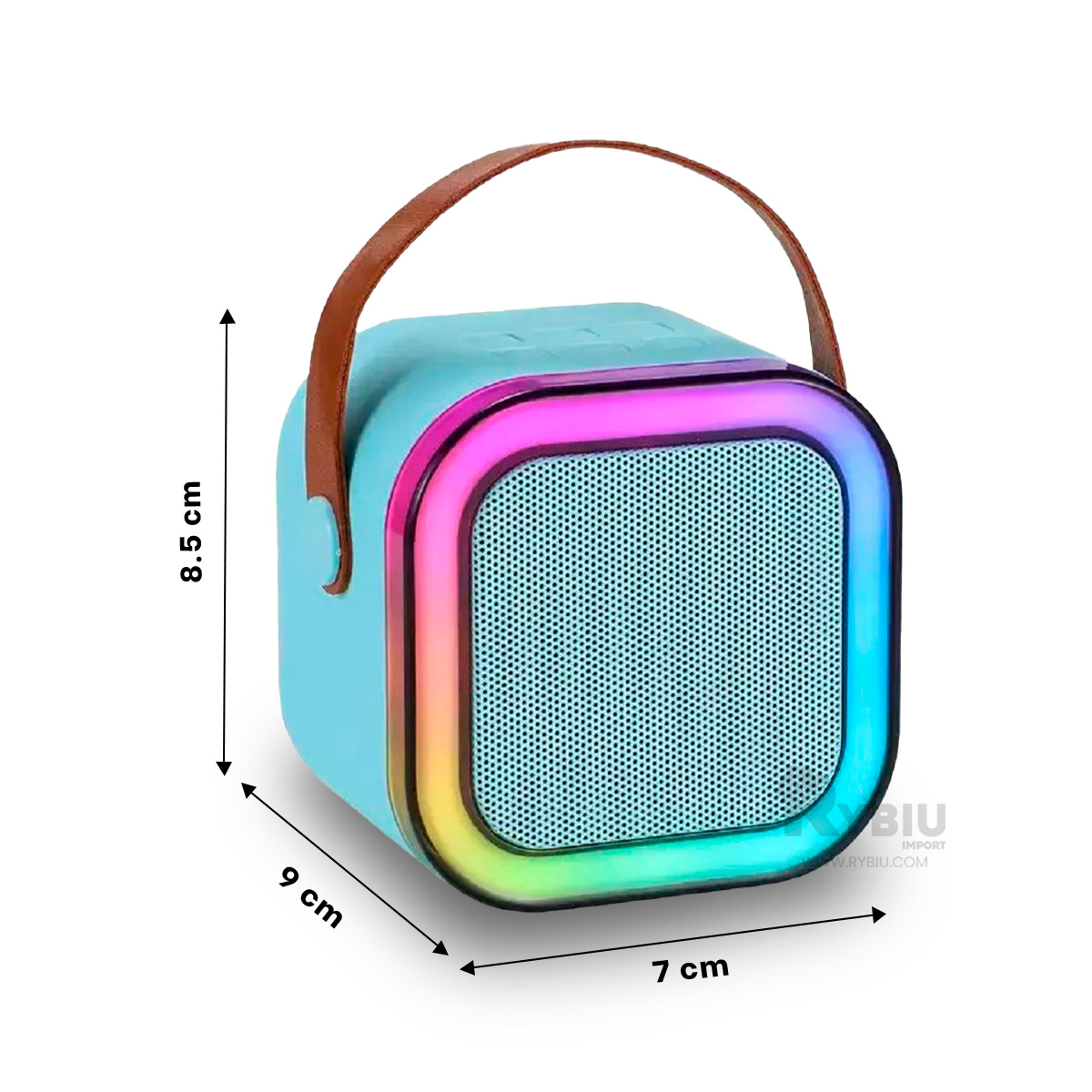 PARLANTE BLUETOOTH RYBIU K12 MINI BOCINA KARAOKE COLOR CELESTE + REGALO STICKERS - 5