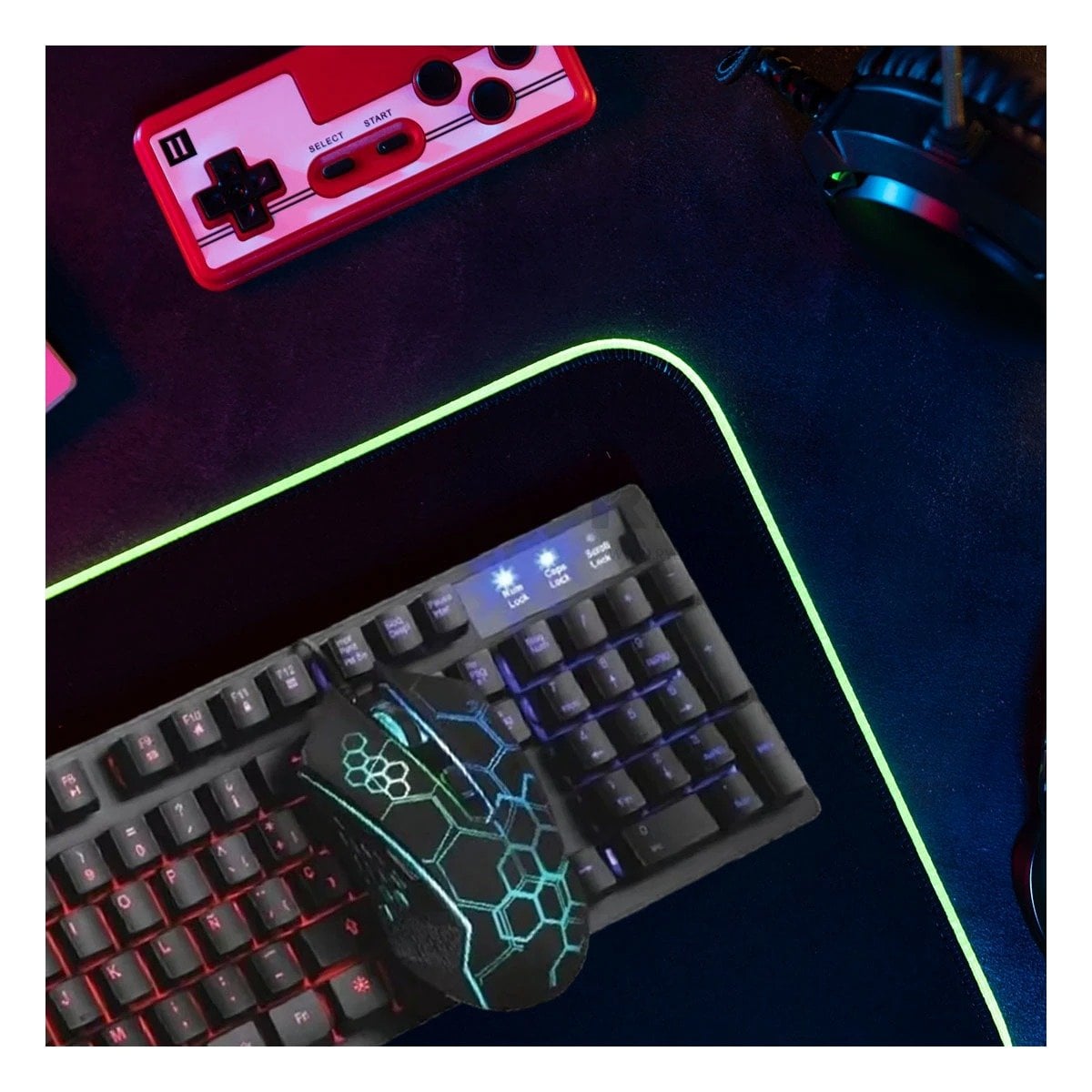 TECLADO RYBIU CON MOUSE Y LUCES MODELO HA855C HA-855C KIT - 2