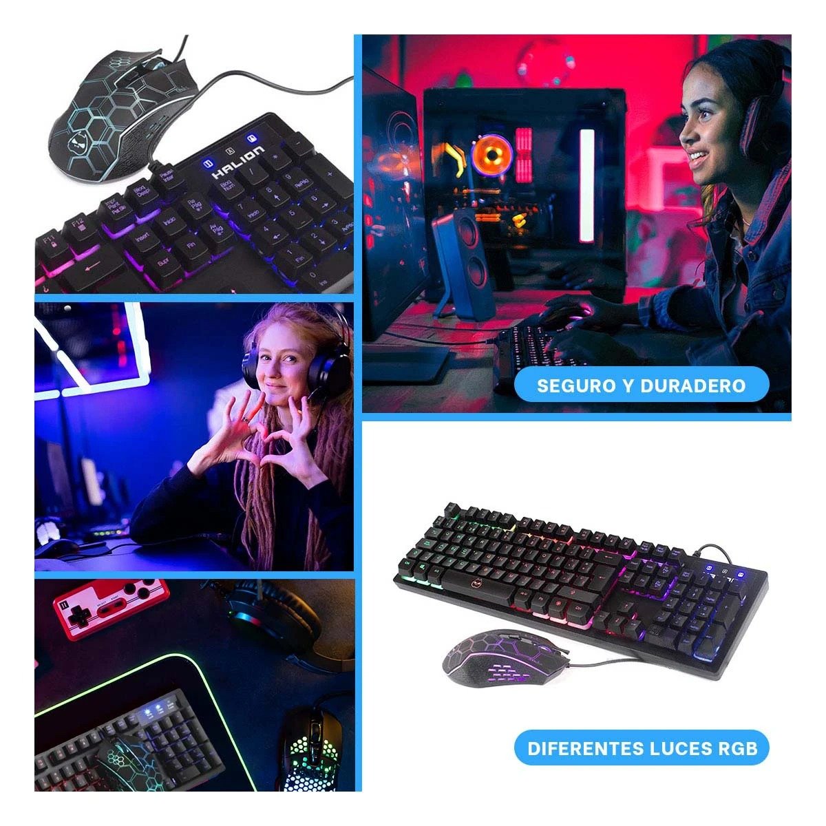 TECLADO RYBIU CON MOUSE Y LUCES MODELO HA855C HA-855C KIT - 5