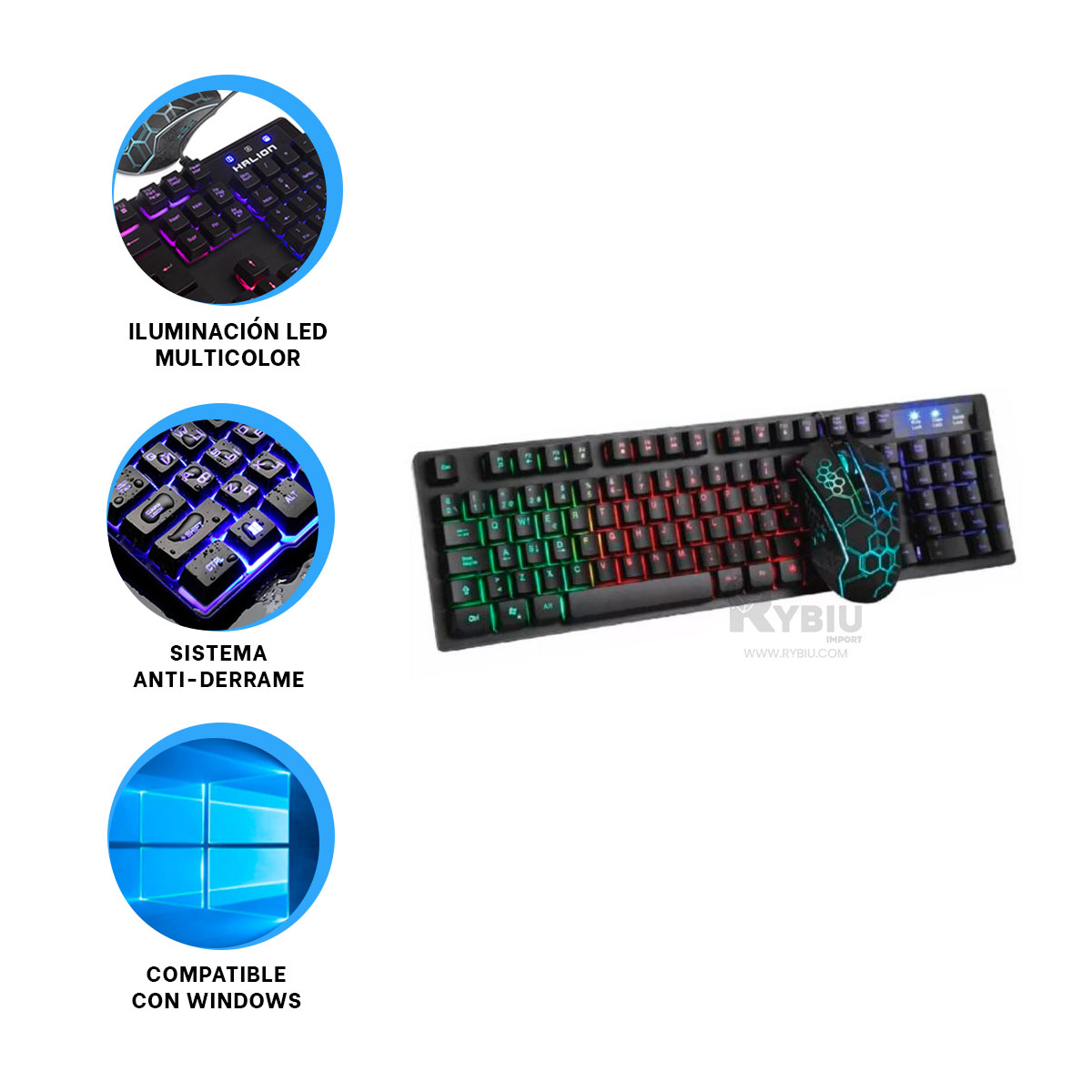 TECLADO RYBIU ERGONÓMICO PC HA855C + ENVOLTORIO REGALO HA-855C SET - 1