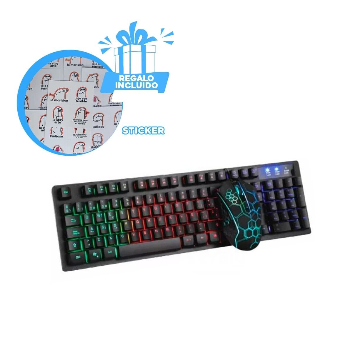 TECLADO RYBIU CON CONEXIÓN BLUETOOTH COLOR HA855C + REGALO STICKERS HA-855C KIT - 1