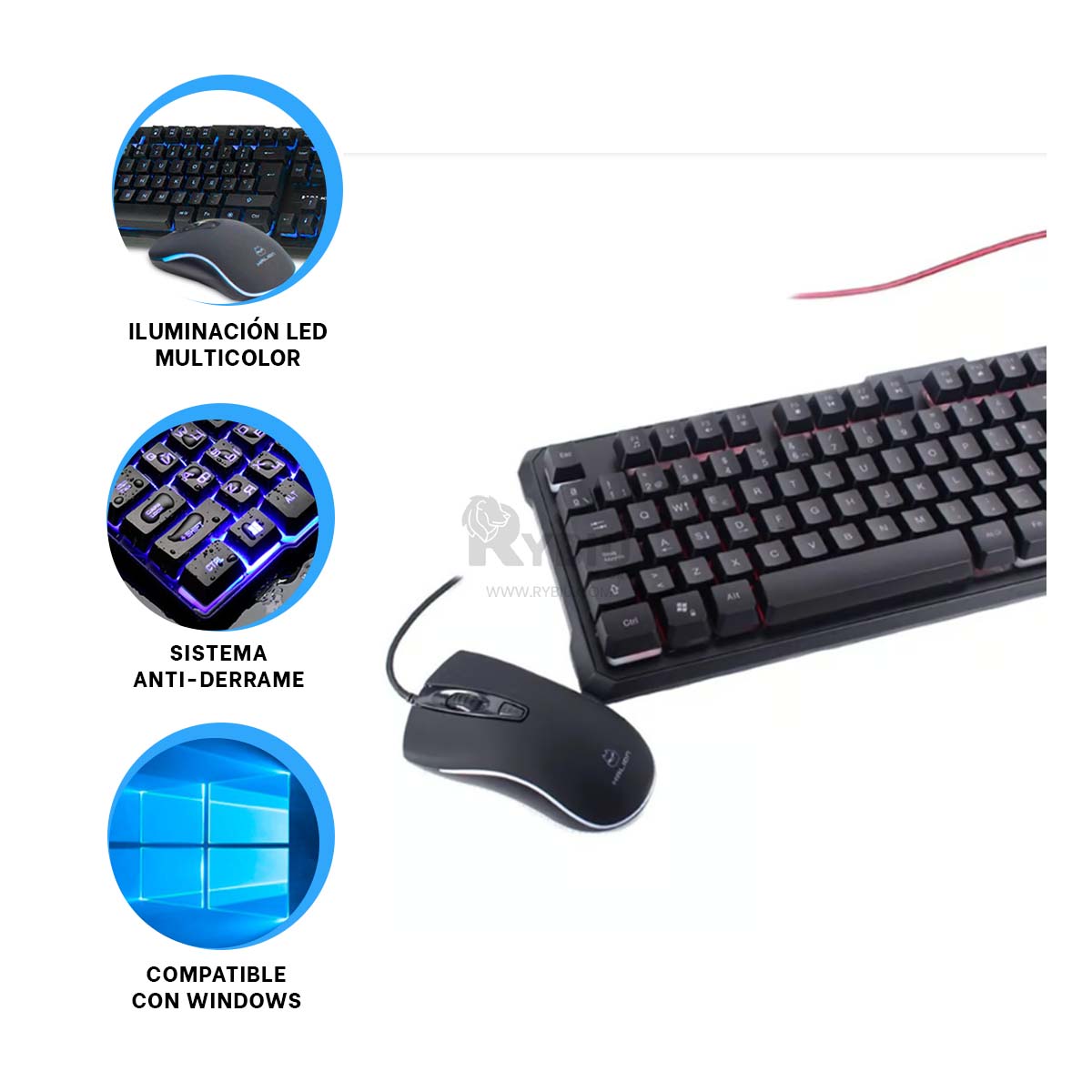 TECLADO RYBIU TECNOLÓGICO RECARGABLE HA515C + REGALO STICKERS HA-515C SET - 3
