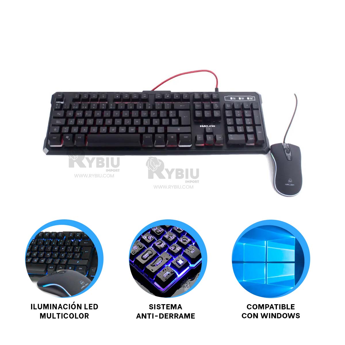 MOUSE RYBIU GAMERS Y TECLADO HA515C + REGALO AGENDITA HA-515C SET - 1