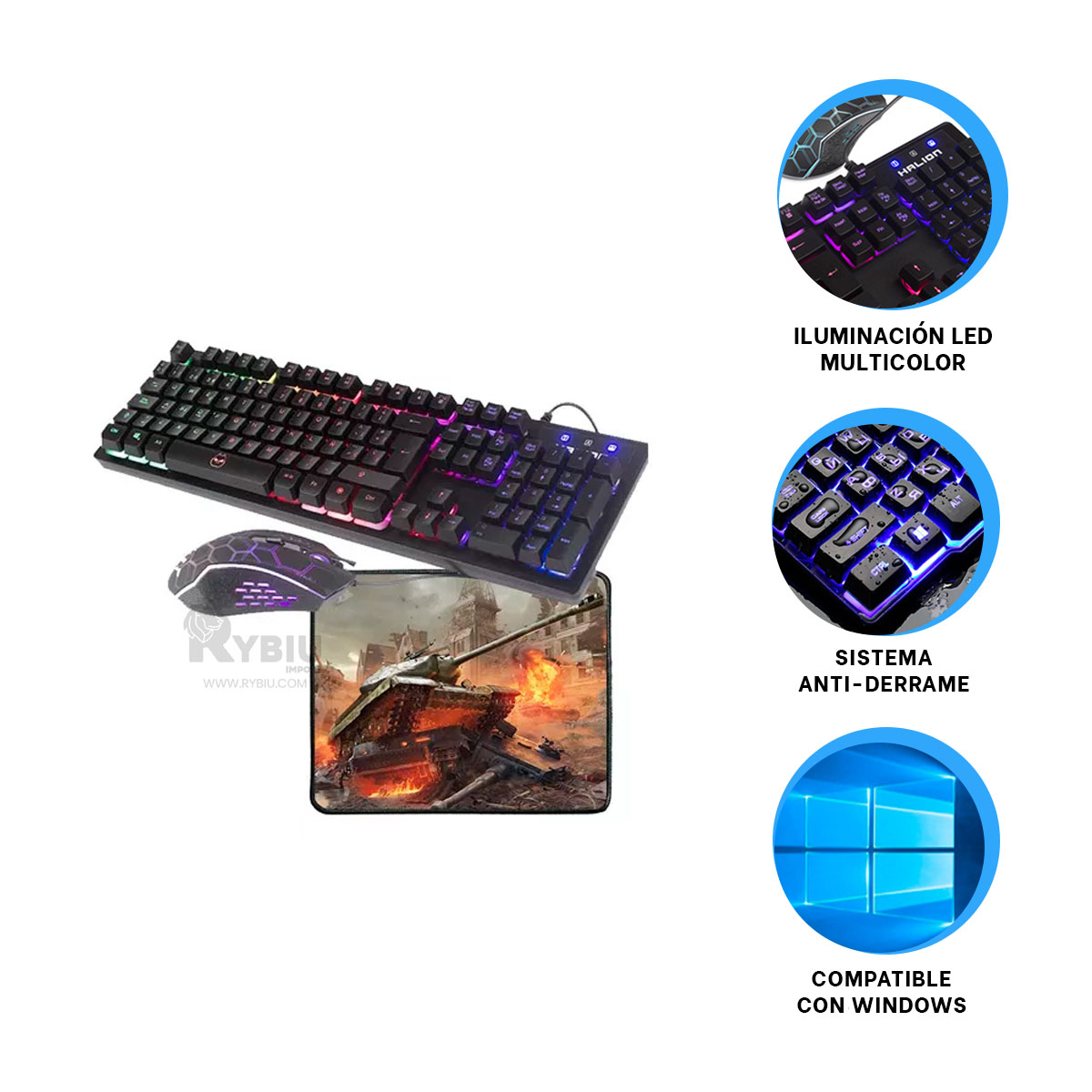 MOUSE RYBIU PORTÁTIL Y TECLADO HA855C + GIFT MINIAGENDA HA-855C SET - 3