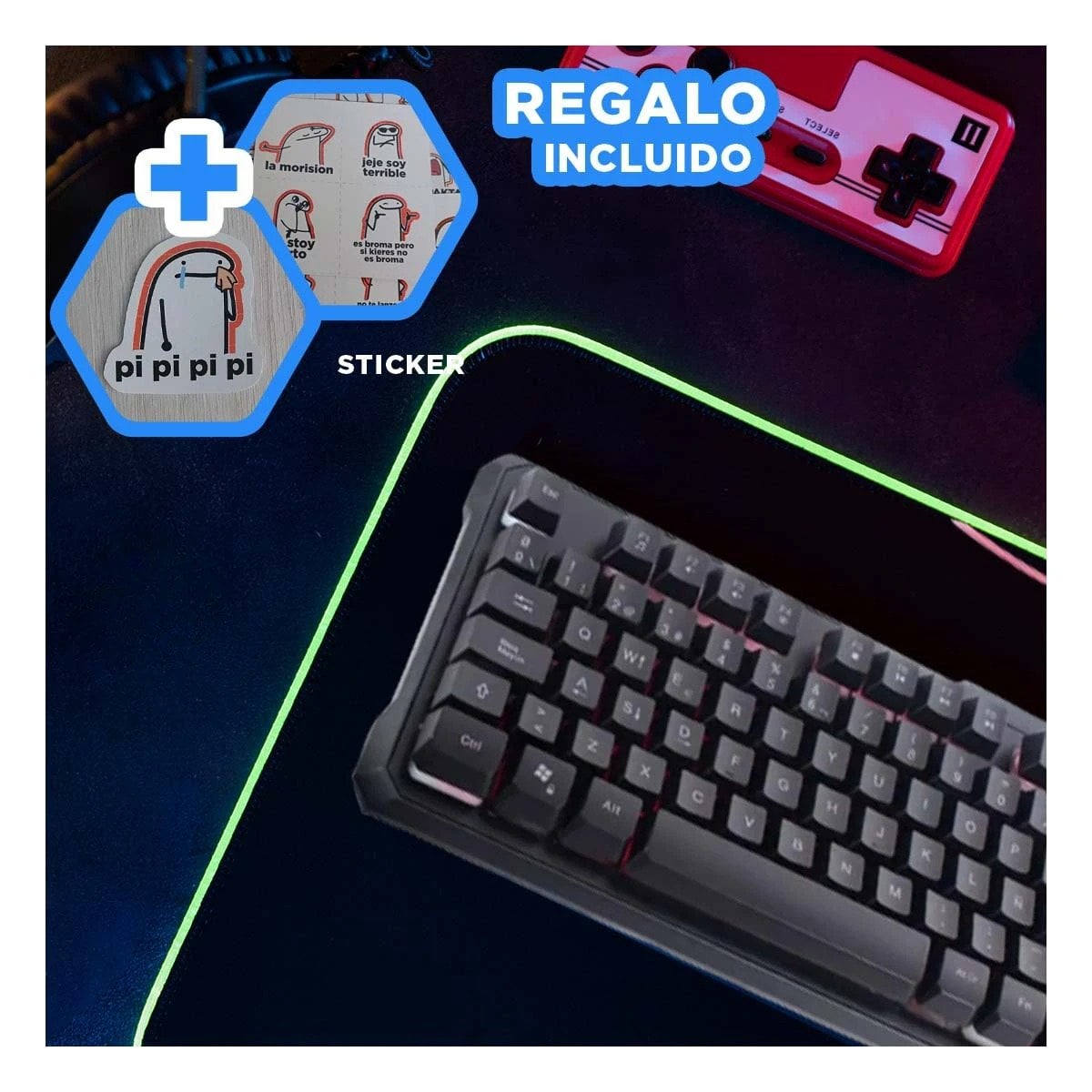 TECLADO RYBIU CON CONEXIÓN BLUETOOTH COLOR HA515C + REGALO STICKERS HA-515C KIT - 1