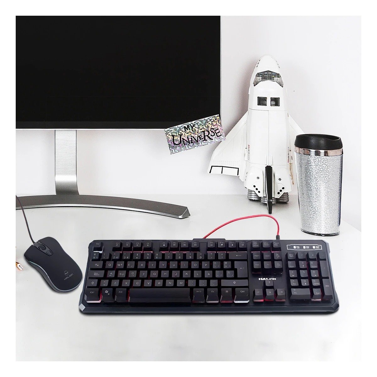 TECLADO RYBIU RECARGABLE KEYBOARD MODELO HA515C + PAPEL REGALO HA-515C KIT - 3