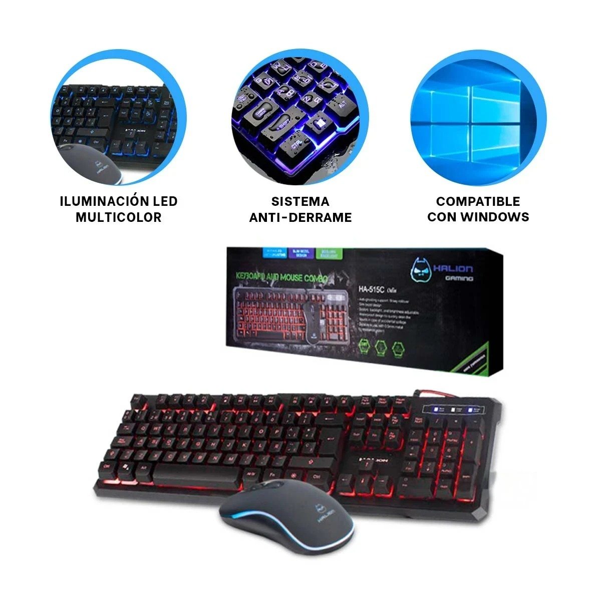 TECLADO RYBIU DISPOSITIVOS BLUETOOTH HA515C + LIGAS REGALO HA-515C PACK - 3