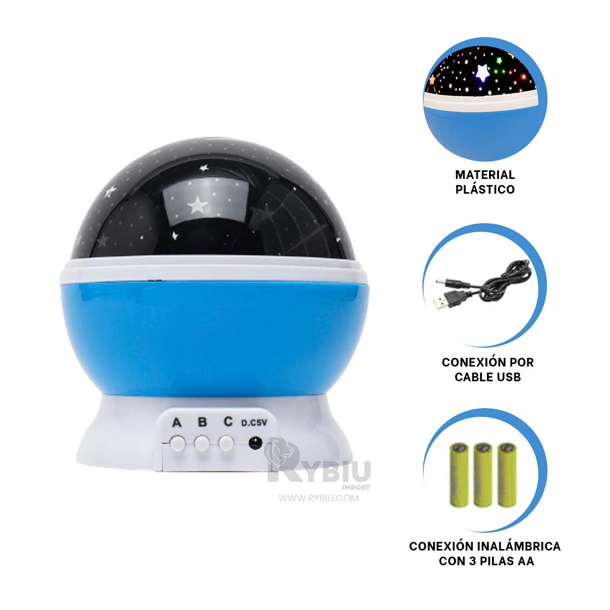 REFLECTOR RYBIU TE30255 PORTATIL Y LLAMATIVO EN CELESTE + REGALO STICKERS - 4