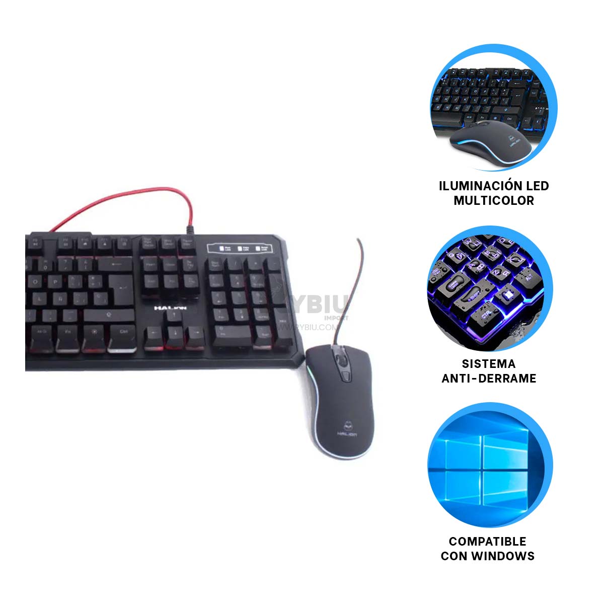 TECLADO RYBIU TECNOLÓGICO MODELO HA515C + BANDERITAS ADHESIVAS HA-515C PACK - 3