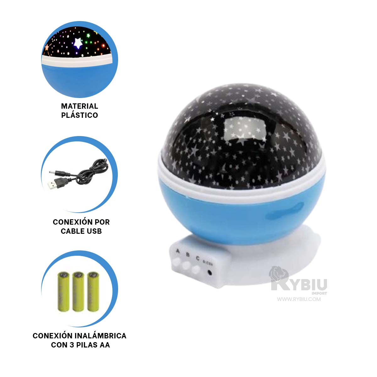 REFLECTOR RYBIU TE30255 TRANSPORTABLE EN COLOR CELESTE + GIFT STICKERS - 3
