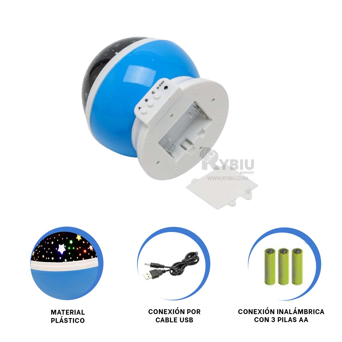 REFLECTOR RYBIU TE30255 TRANSPORTABLE EN COLOR CELESTE + GIFT STICKERS - 4