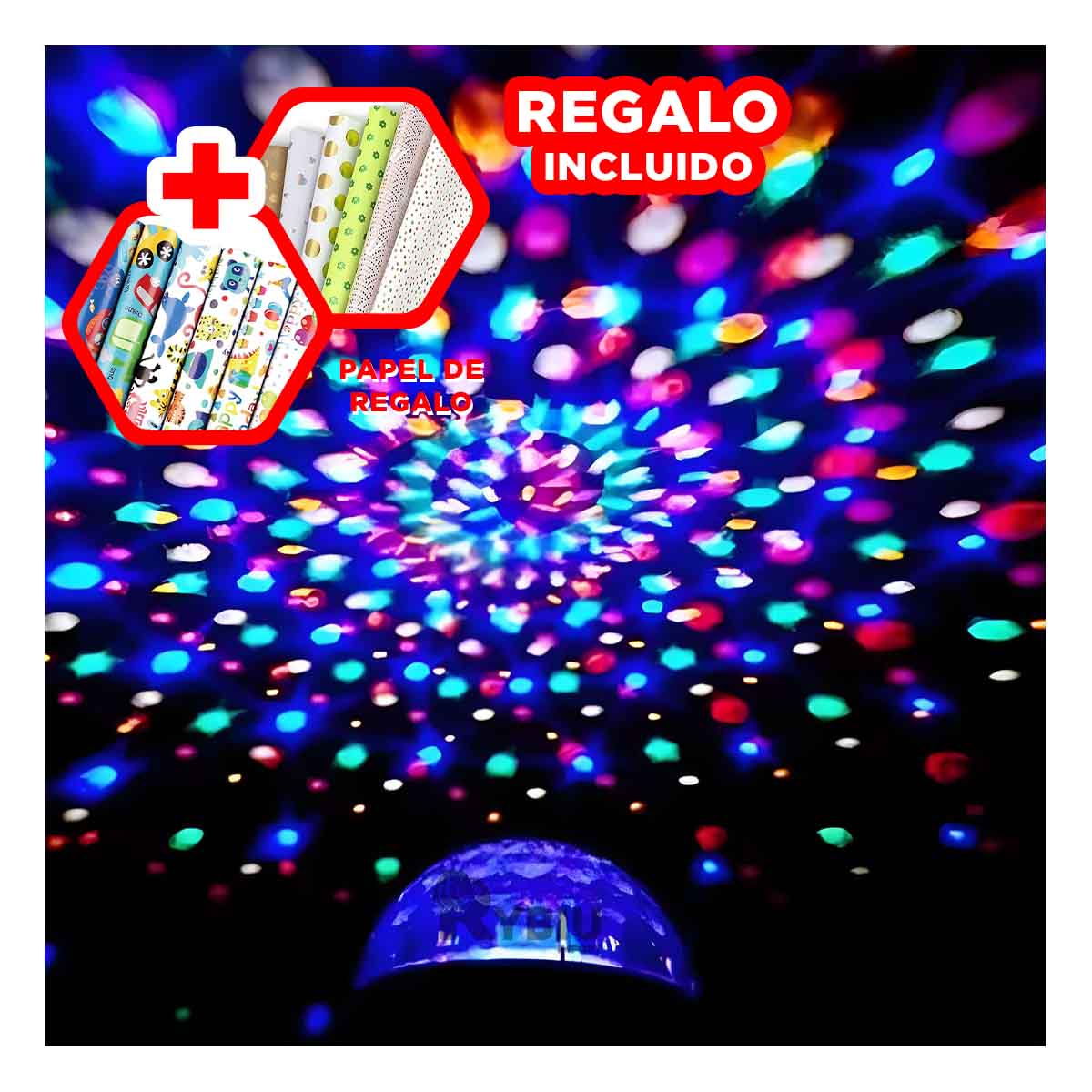 BOCINA PROYECTOR BLUETOOTH RYBIU TE30277 LUCES DIVERTIRSE ROJO + GIFT STICKERS - 1