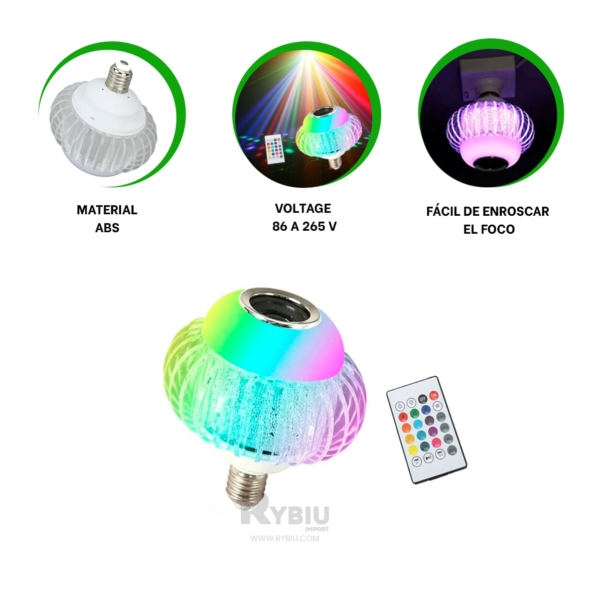 LUZ RYBIU TE30280 VOLTAJE 86 A 265 MULTICOLOR + GIFT MINIAGENDA - 2