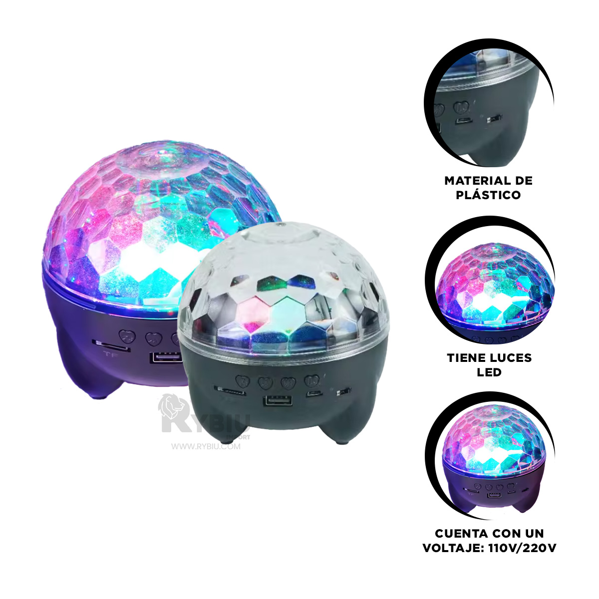 BOCINA PROYECTOR BLUETOOTH RYBIU TE30271 BRILLANTE LIGERO NEGRO + ENVOLTORIO REGALO - 1