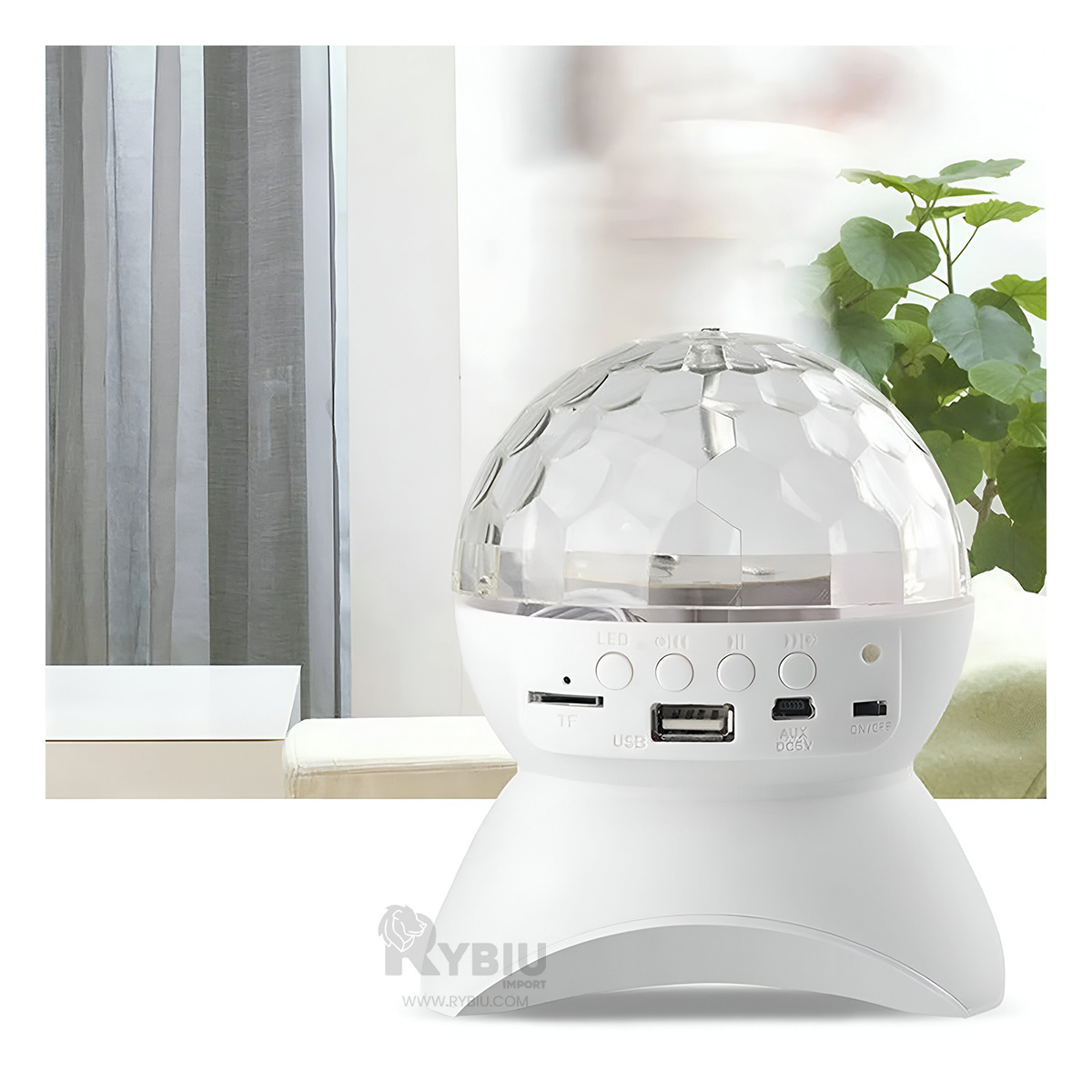 BOCINA PROYECTOR BLUETOOTH RYBIU TE30275 FIESTAS COLOR BLANCO + ENVOLTORIO REGALO - 4