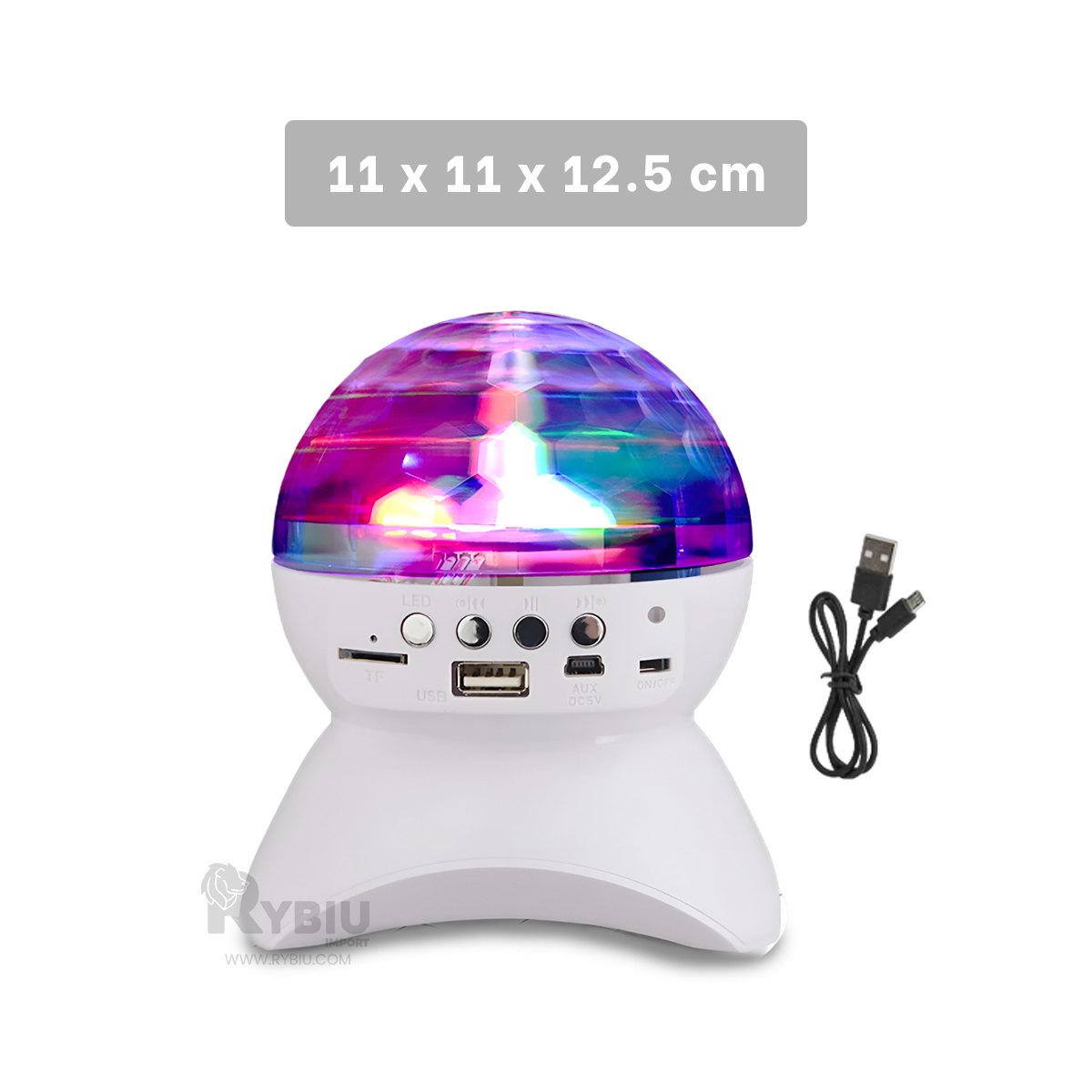 BOCINA PROYECTOR BLUETOOTH RYBIU TE30275 FIESTAS COLOR BLANCO + ENVOLTORIO REGALO - 5