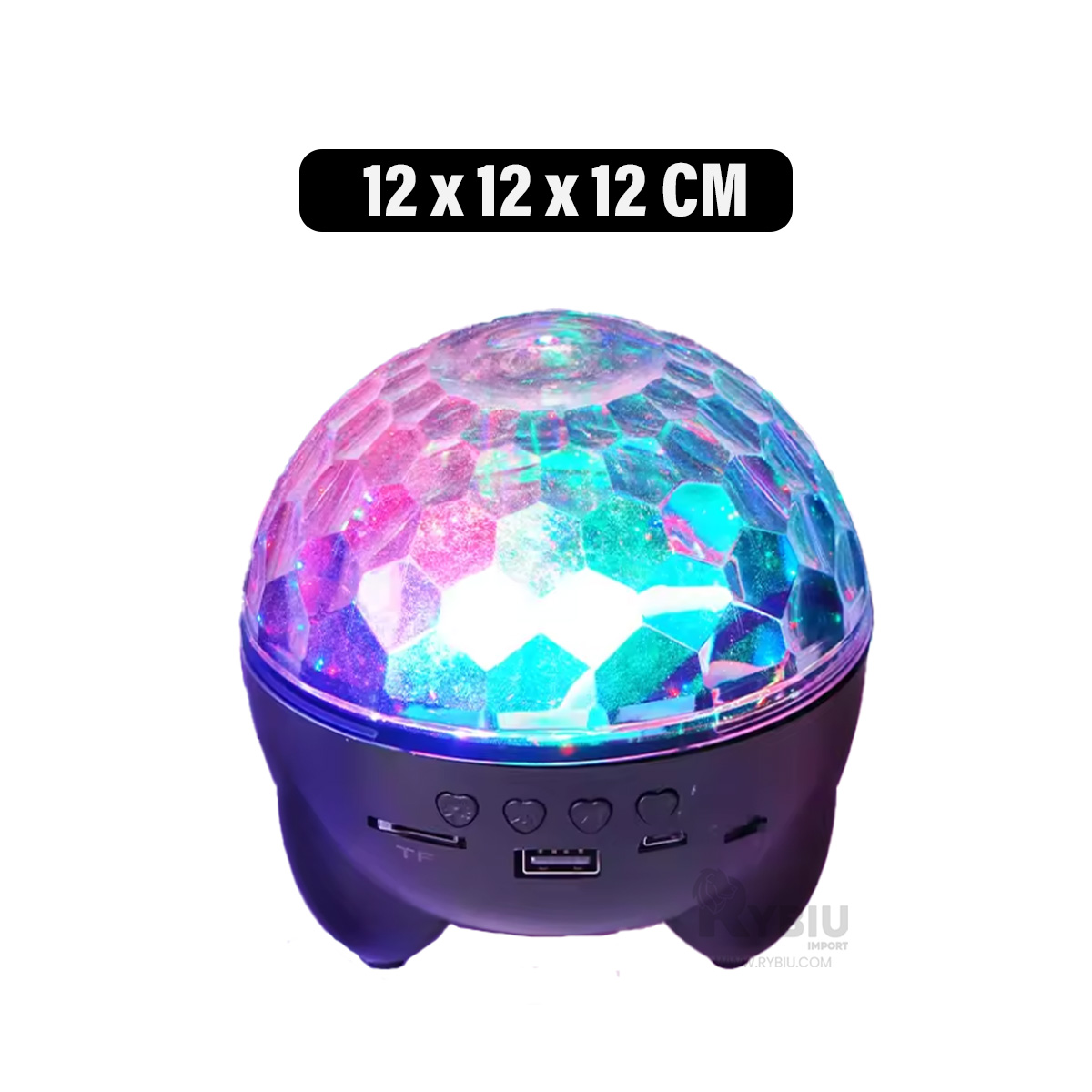 BOCINA PROYECTOR BLUETOOTH RYBIU TE30271 LUMINADOR RESISTENTE NEGRO + REGALO LIGAS PEINAR - 1