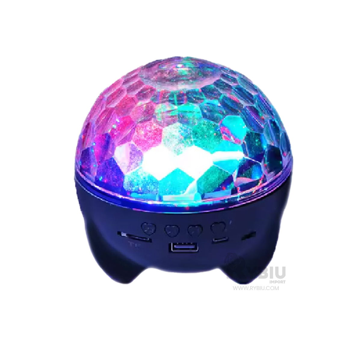 BOCINA PROYECTOR BLUETOOTH RYBIU TE30271 LUMINADOR RESISTENTE NEGRO + REGALO LIGAS PEINAR - 2