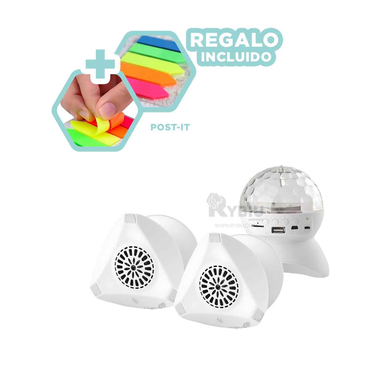 BOCINA PROYECTOR BLUETOOTH RYBIU TE30275 PORTABLE LIGERO TONO BLANCO + REGALO STICKERS - 2