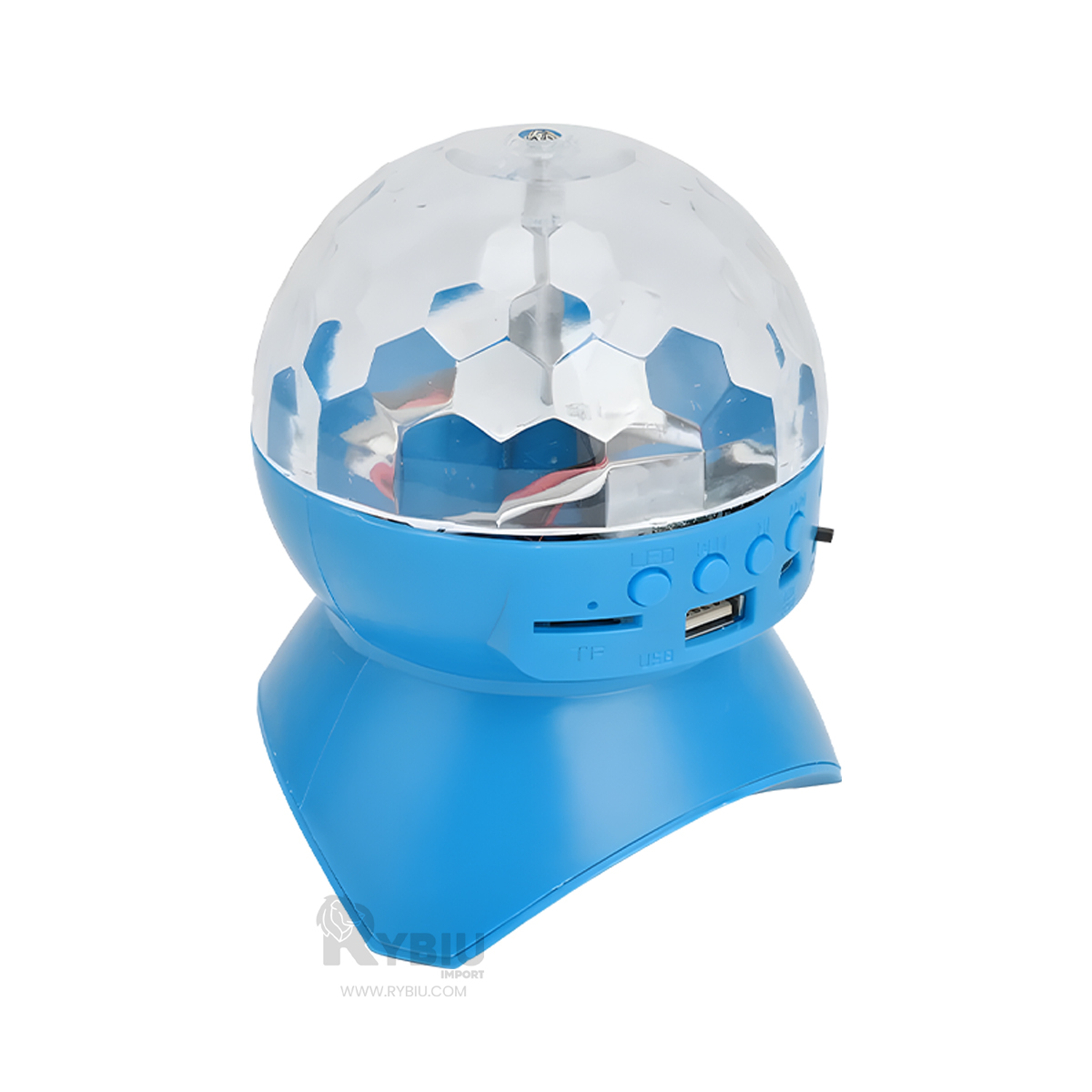 BOCINA PROYECTOR BLUETOOTH RYBIU TE30274 LUMINADOR RESISTENTE CELESTE + REGALO LIGAS PEINAR - 4