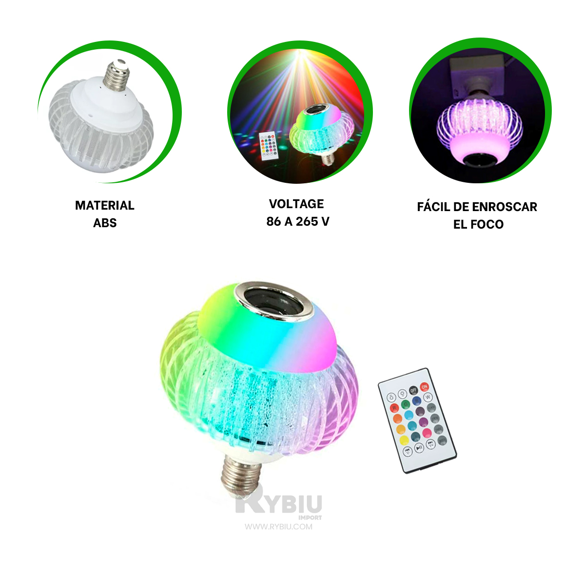 LED RYBIU TE30280 BOMBILLA RGB MULTICOLOR + REGALO LIGAS PEINAR - 3