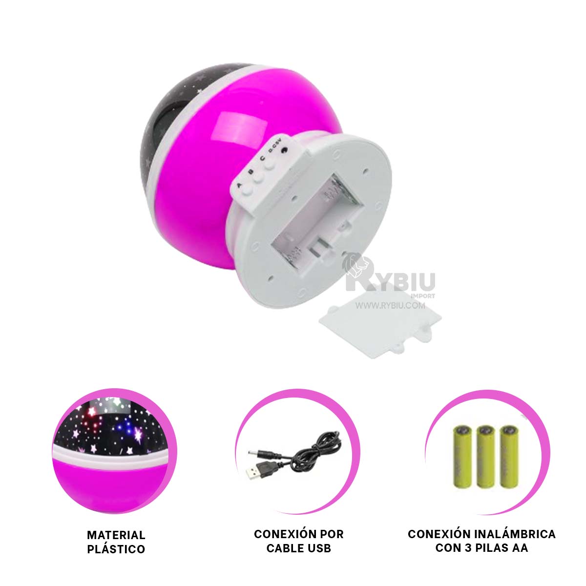 REFLECTOR RYBIU TE30257 INTERACTIVO PARA NIÑAS FUCSIA + REGALO AGENDITA - 2
