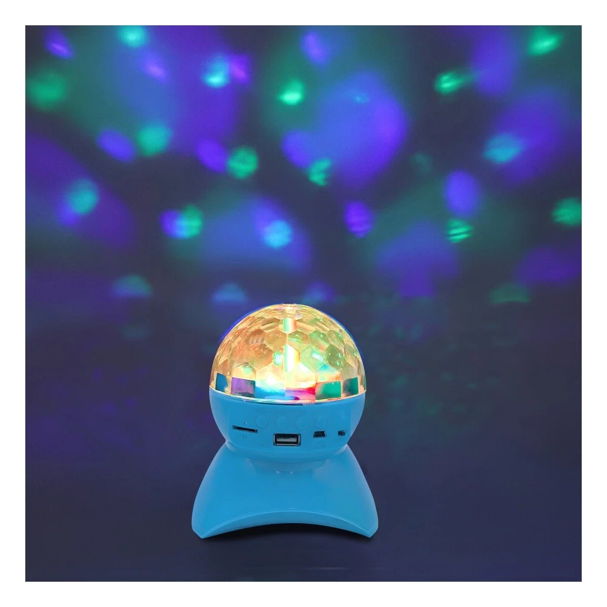 BOCINA PROYECTOR BLUETOOTH RYBIU TE30274 LUMINADOR MUY HERMOSO COMODO CELESTE + LIGAS REGALO - 2