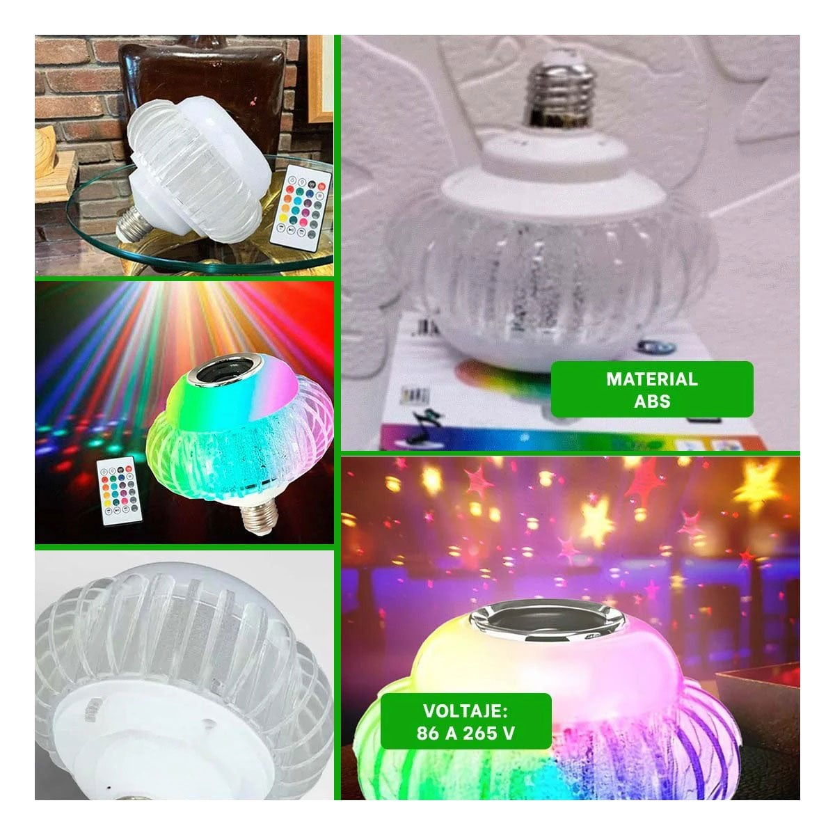 FOCO LED RYBIU TE30280 BOMBILLA BLUETOOTH RGB BOCINA 12W + LIGAS REGALO - 5