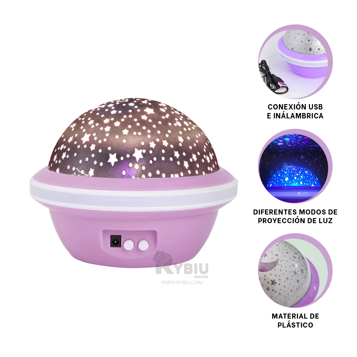 REFLECTOR RYBIU TE30258 ELEGANTE Y LLAMATIVO COLOR LILA + REGALO STICKERS - 2