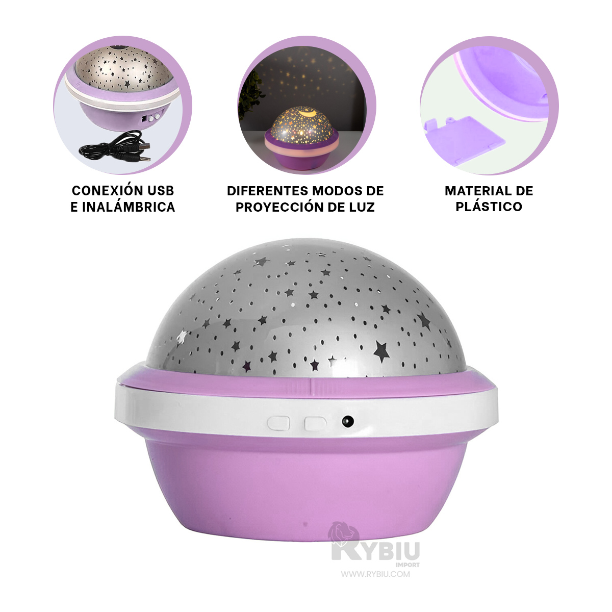 REFLECTOR RYBIU TE30258 ELEGANTE Y LLAMATIVO COLOR LILA + REGALO STICKERS - 3