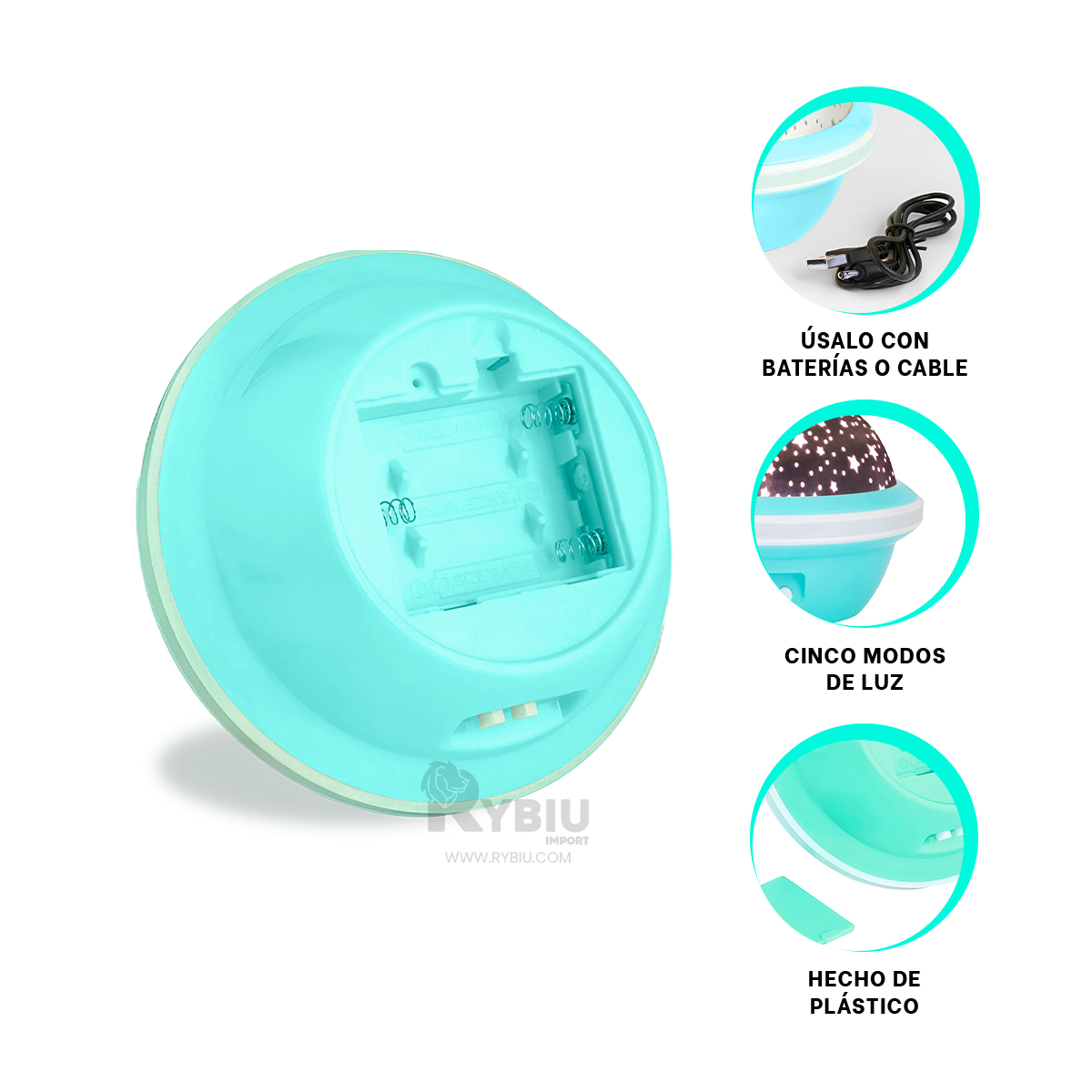 REFLECTOR RYBIU TE30261 BRILLANTE PARA CUARTO VERDE AGUA + REGALO AGENDITA - 3