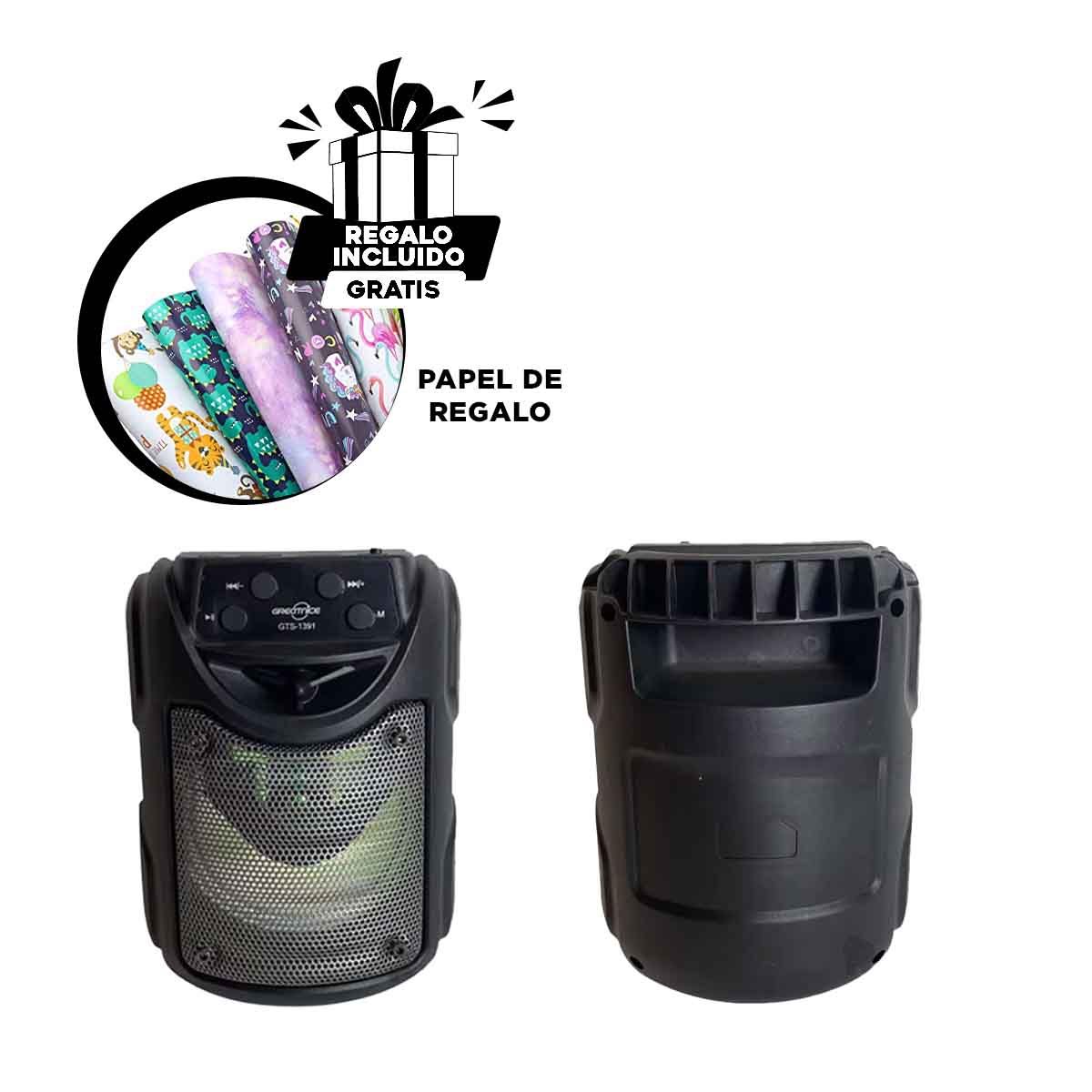 PARLANTE RYBIU GTS-1391 ALTAVOZ PODER NEGRO 5 W + BANDERITAS ADHESIVAS - 2