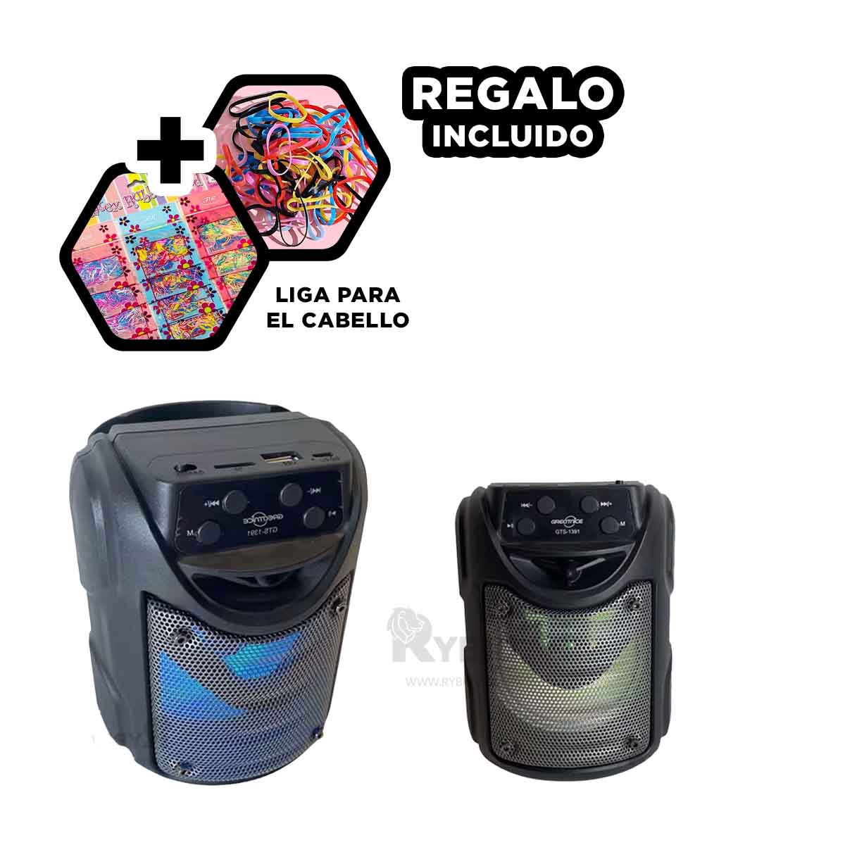 PARLANTE RYBIU GTS-1391 ALTAVOZ PODER NEGRO 5 W + BANDERITAS ADHESIVAS - 4