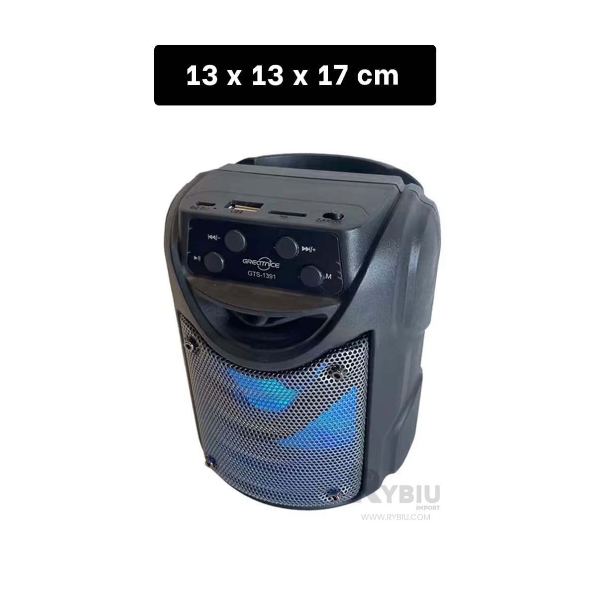 PARLANTE RYBIU GTS-1391 BOCINA ENTRADA USB RECARGABLE NEGRO + REGALO AGENDITA - 5