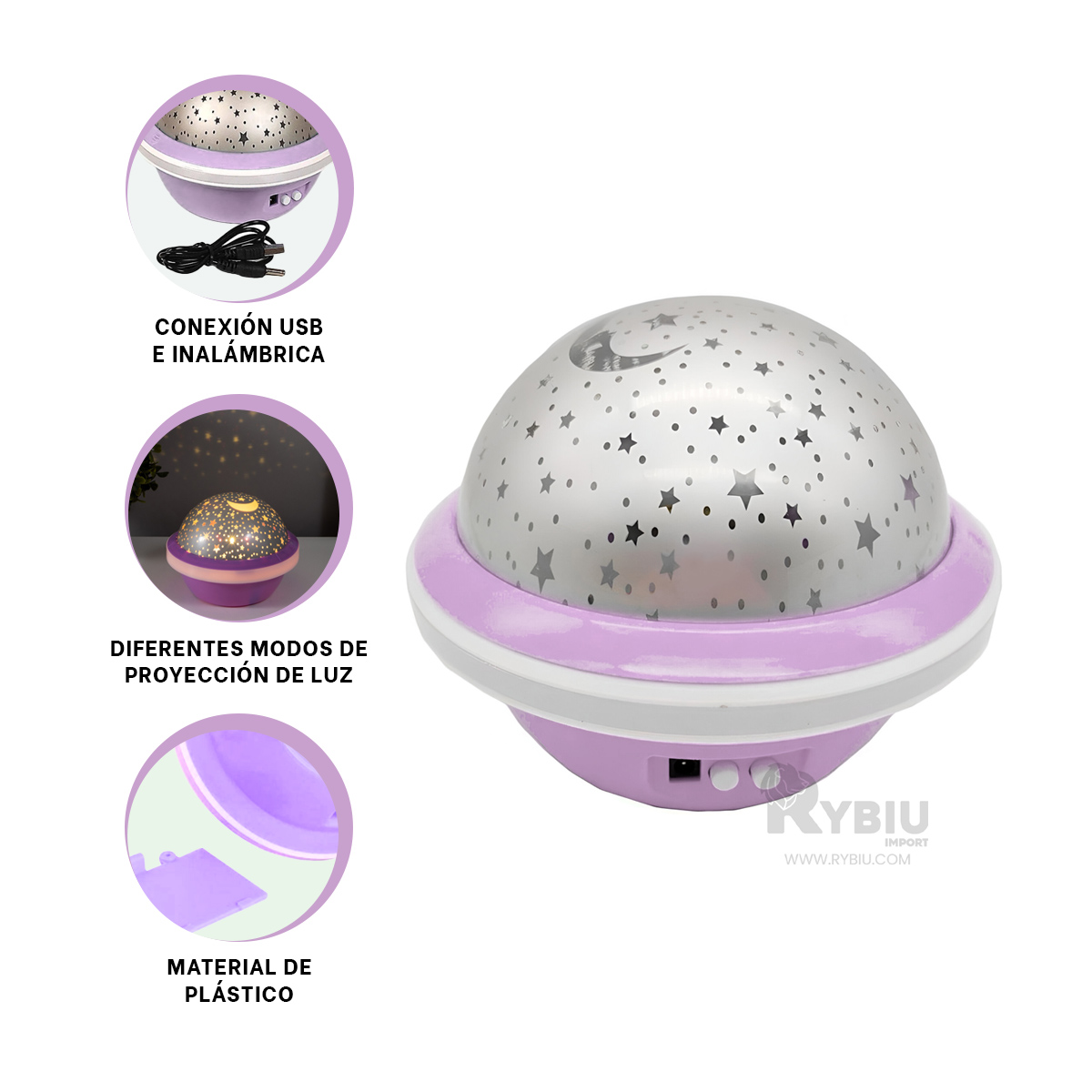 LAMPARA RYBIU TE30258 DURABLE Y ERGONOMICA LILA + BANDERITAS ADHESIVAS - 3