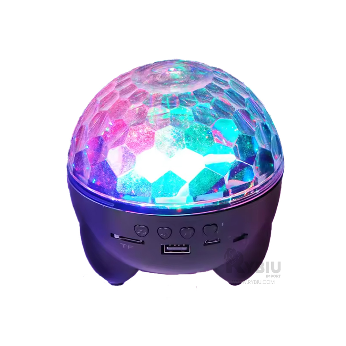 BOCINA PROYECTOR BLUETOOTH RYBIU TE30271 LUMINADOR DURABLE LUCES NEGRO + BANDERITAS ADHESIVAS - 2