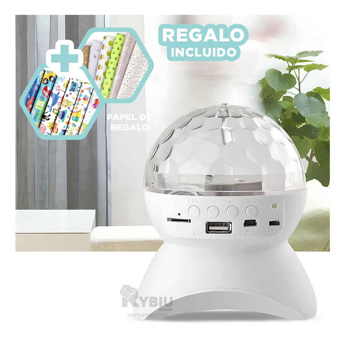 BOCINA PROYECTOR BLUETOOTH RYBIU TE30275 PORTATIL REUNIONES BLANCO + REGALO AGENDITA - 1