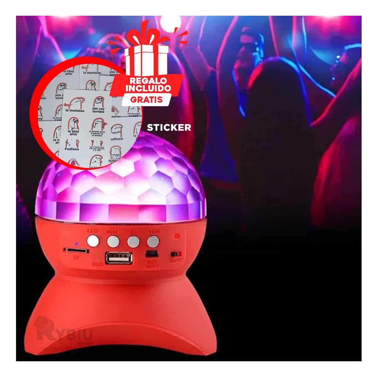 BOCINA PROYECTOR BLUETOOTH RYBIU TE30277 PORTATIL REUNIONES ROJO + REGALO AGENDITA - 1