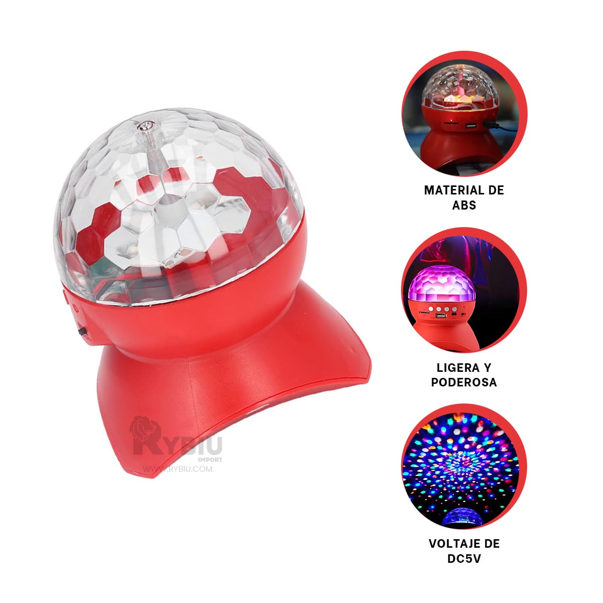 BOCINA PROYECTOR BLUETOOTH RYBIU TE30277 PORTATIL REUNIONES ROJO + REGALO AGENDITA - 4