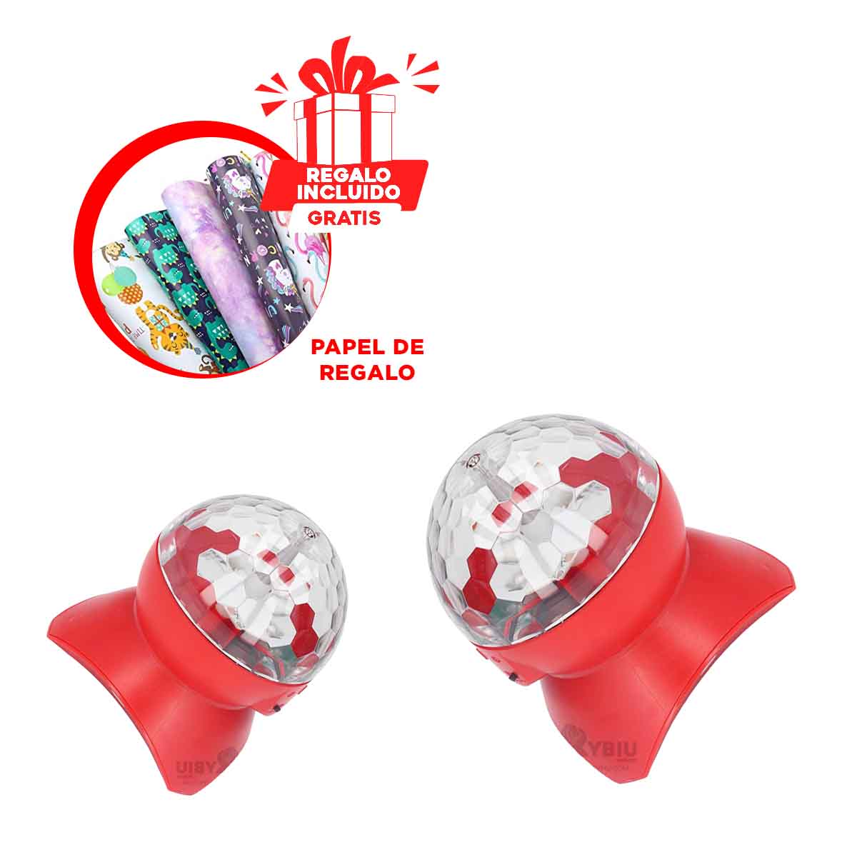 BOCINA PROYECTOR BLUETOOTH RYBIU TE30277 LUMINADOR DURABLE LUCES ROJO + BANDERITAS ADHESIVAS - 1