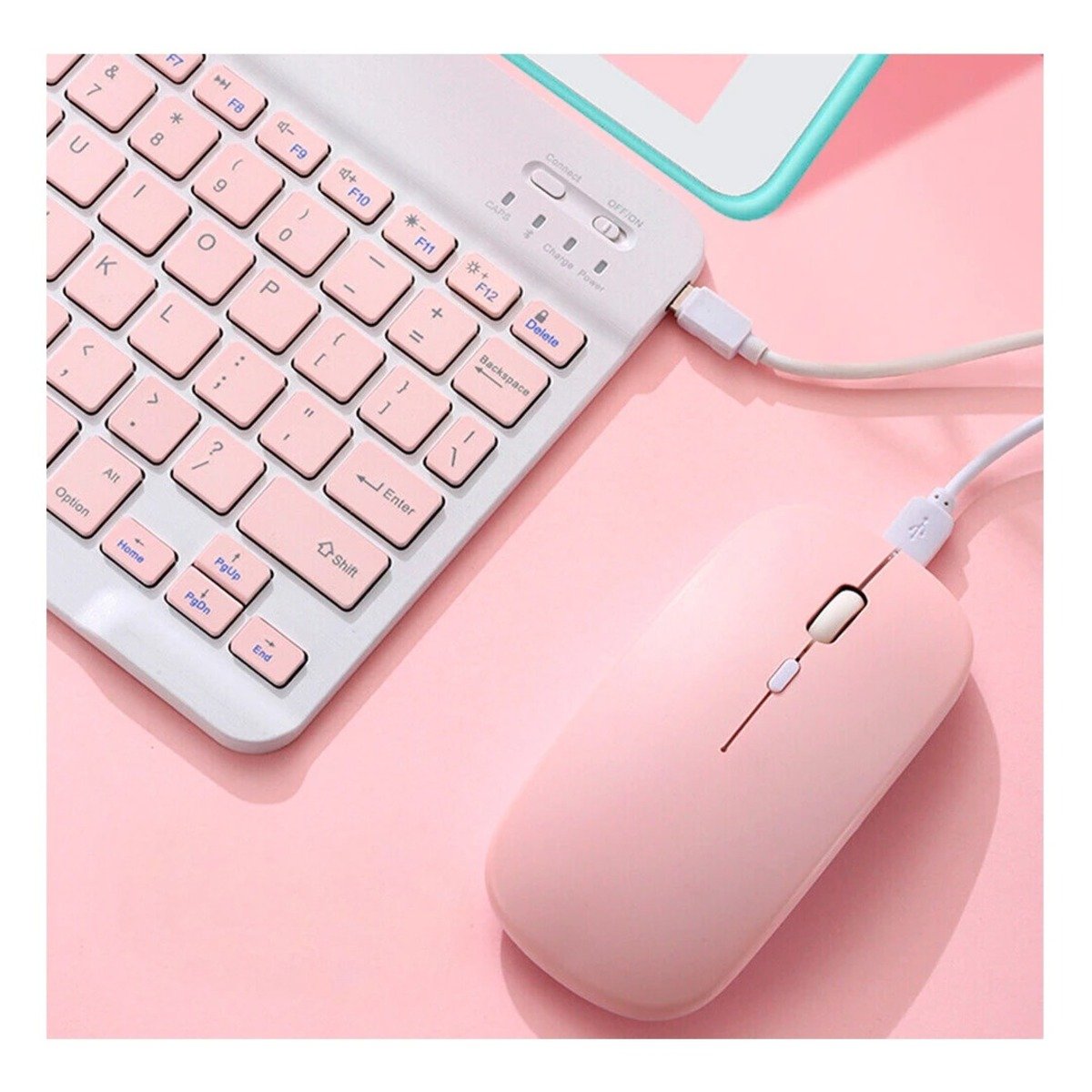TECLADO INALÁMBRICO RYBIU CONJUNTO Y MOUSE EN ROSADO + POST-IT ADHESIVOS TE29869 - 2