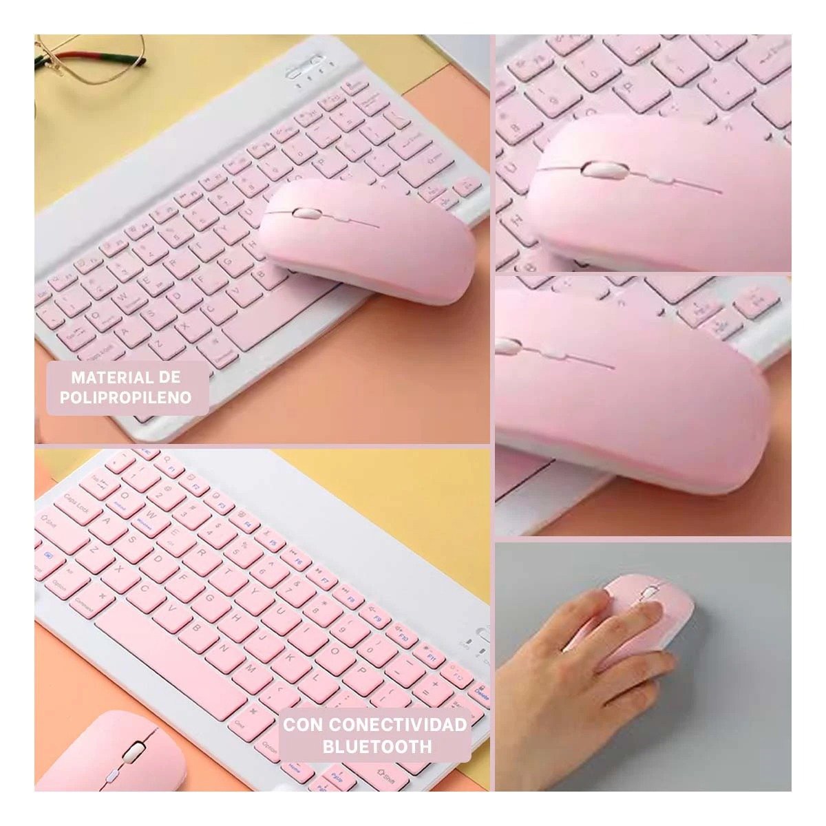 TECLADO INALÁMBRICO RYBIU CONJUNTO Y MOUSE EN ROSADO + POST-IT ADHESIVOS TE29869 - 5