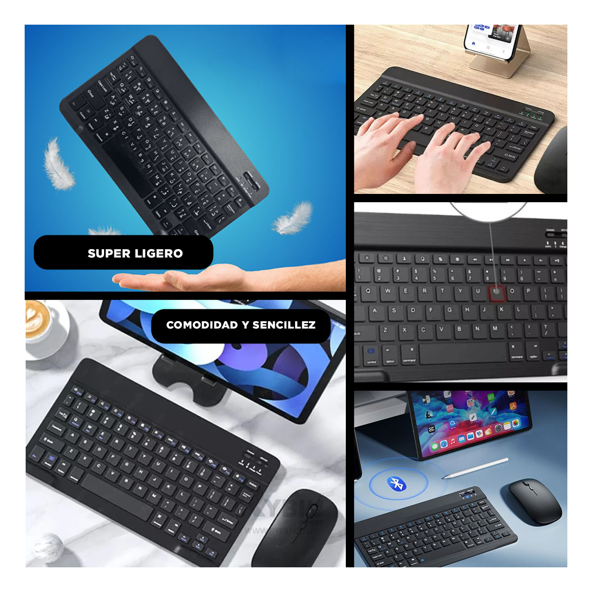 TECLADO INALÁMBRICO RYBIU COMPLEMENTOS PC EN COLOR NEGRO + BANDERITAS ADHESIVAS TE29868 - 4