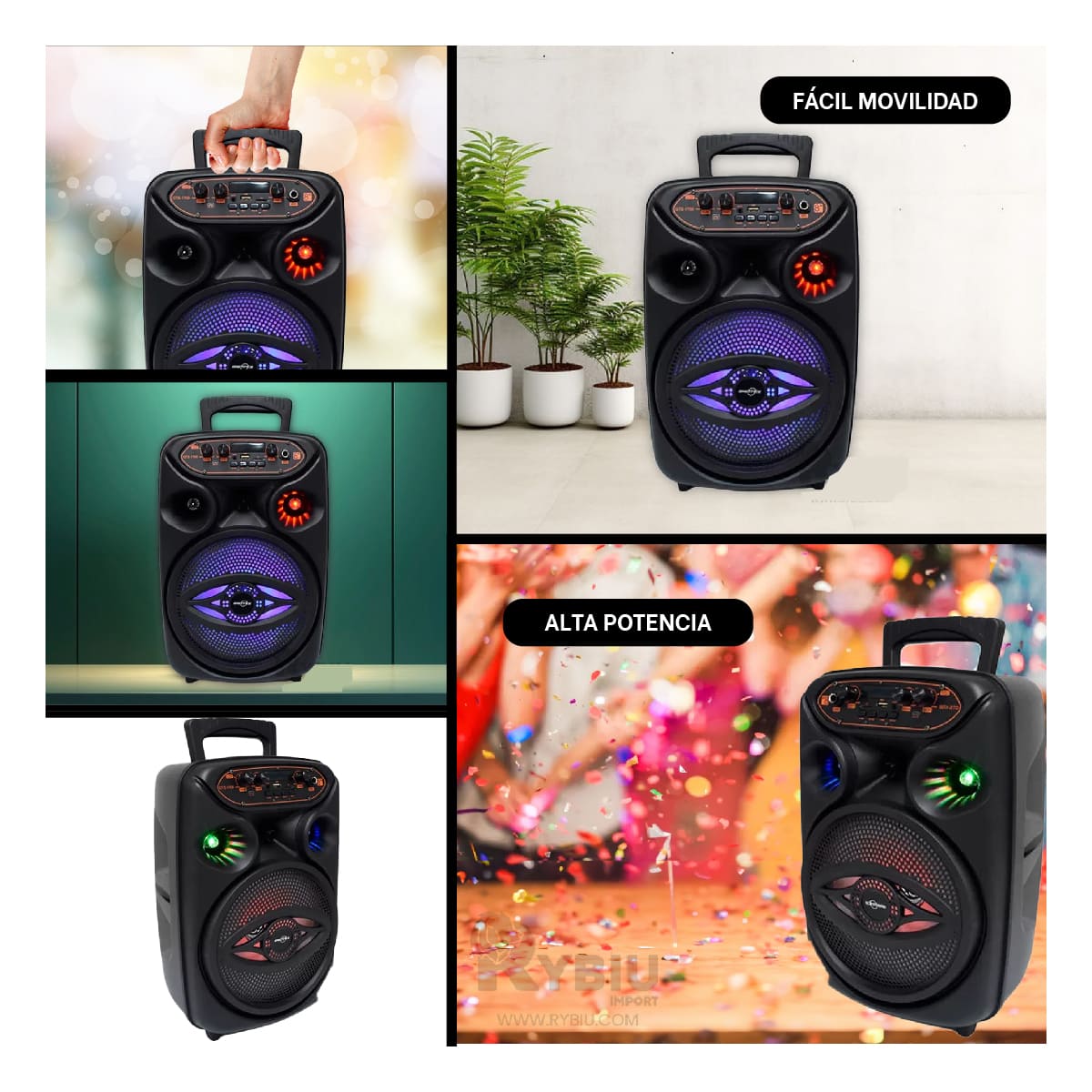 PARLANTE BLUETOOTH RYBIU GTS-1700 BOCINA FACIL TRANSPORTE COLOR NEGRO + GIFT MINIAGENDA - 4