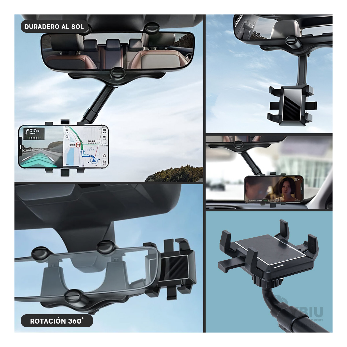 SOPORTE RYBIU TE30045 APOYO COMPACTO CELULARES NEGRO + REGALO LIGAS PEINAR - 1