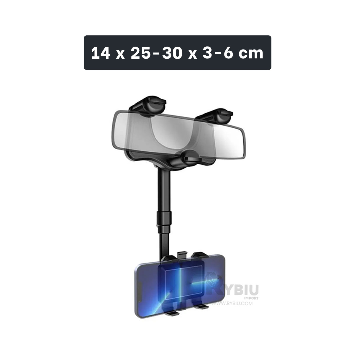 SOPORTE RYBIU TE30045 APOYO COMPACTO CELULARES NEGRO + REGALO LIGAS PEINAR - 5
