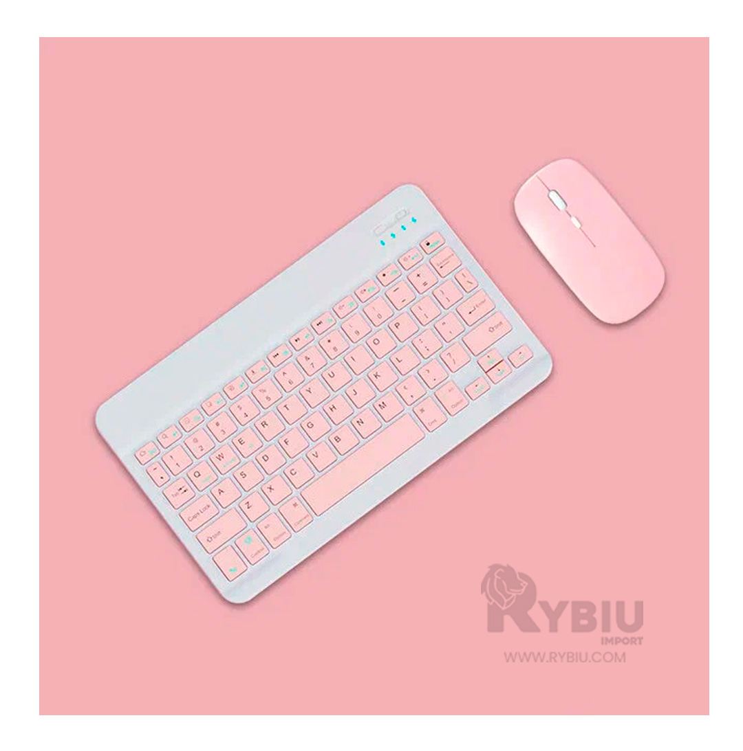 TECLADO INALÁMBRICO RYBIU ERGONÓMICO PC COLOR ROSADO + ENVOLTORIO REGALO TE29869 SET - 3