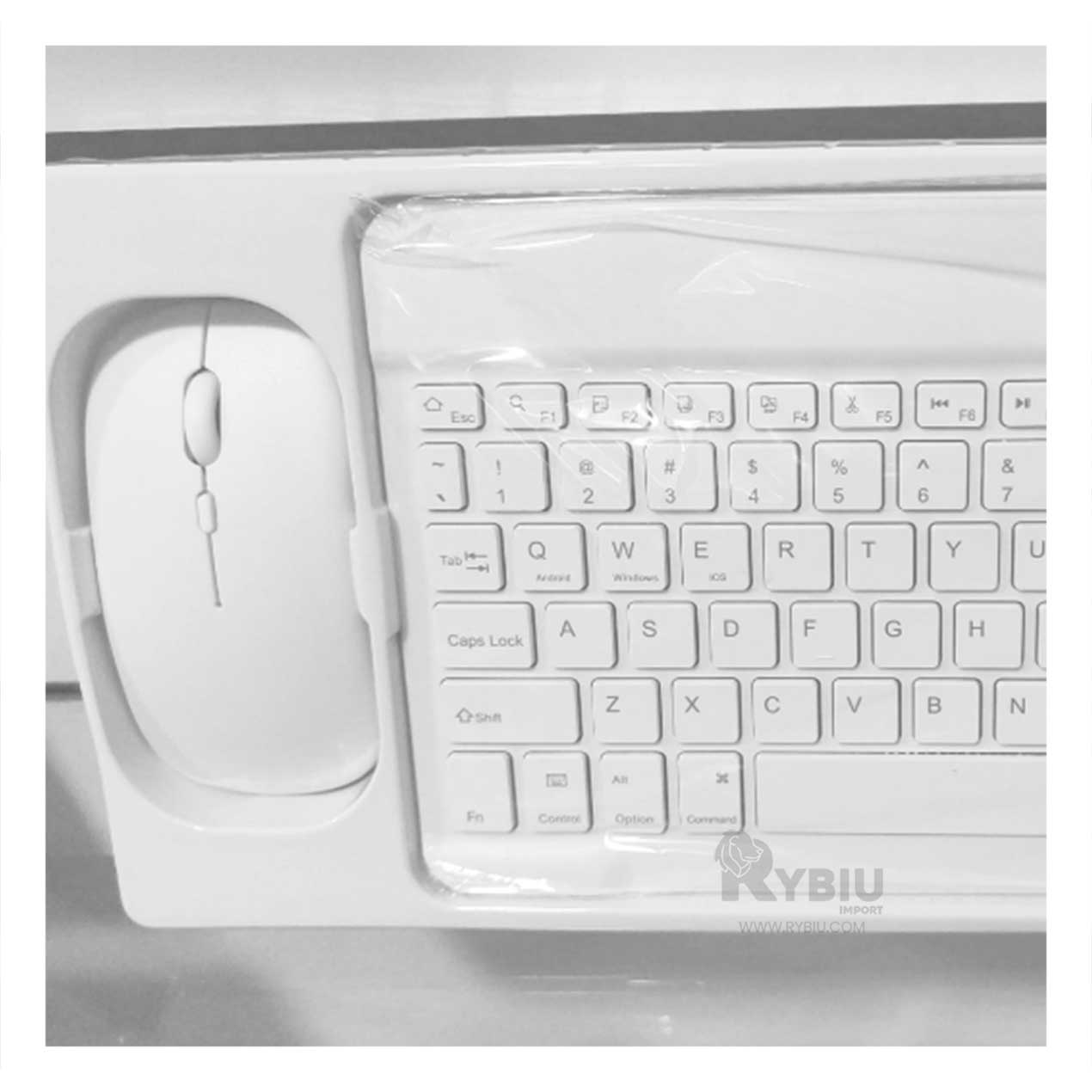 TECLADO INALÁMBRICO RYBIU Y RATÓN BLANCO + REGALO LIGAS PEINAR TE29867 COMBO - 3